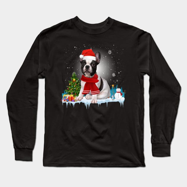 Funny French Bulldog Christmas T-shirt Long Sleeve T-Shirt by CoolTees